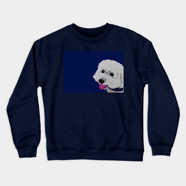 Finn the Bichon Frise Navy Blue Crewneck Sweatshirt by AmandaAAnthony